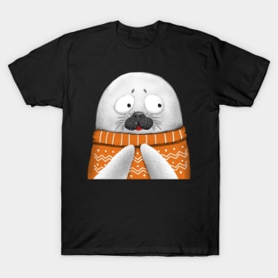 Cute Seal Wearing Orange Sweater T-Shirt